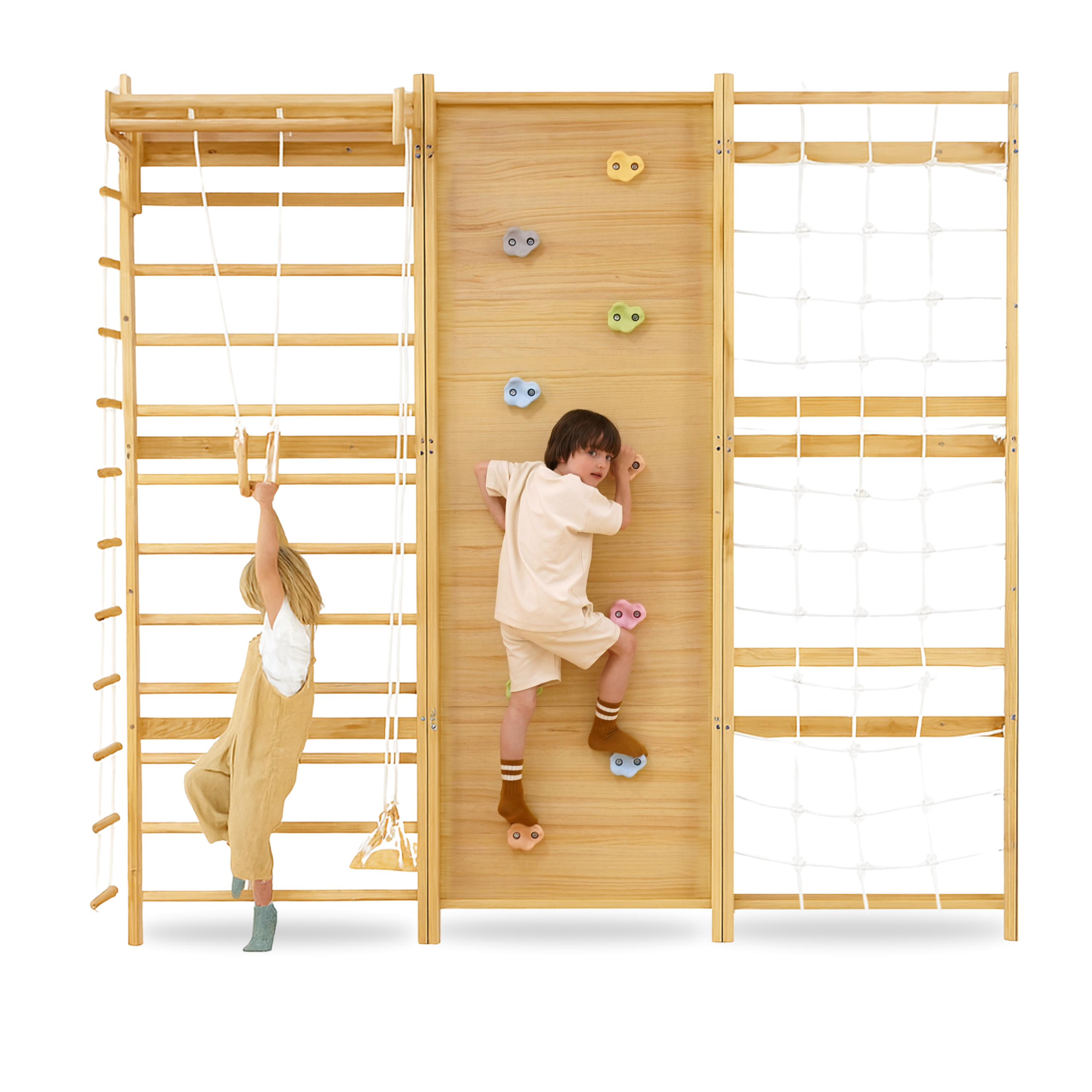 Walnut Modular | Swedish Ladder Jungle Gym - 95" Height - Wall Mounted